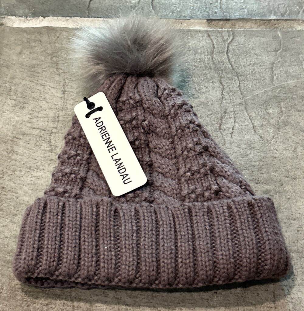 Adrienne Landau Blush Pom Pom Beanie Hat NWT